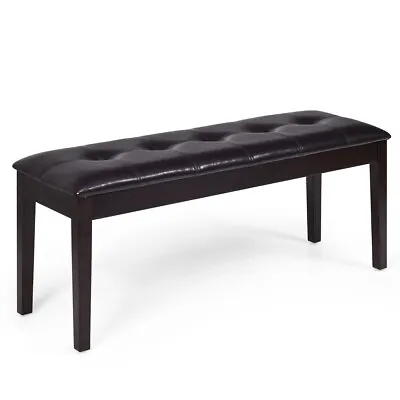 £49.99 • Buy Upholstered PU Vintage Bench Solid Wood Button Tufted Dining Bench Padded Seat