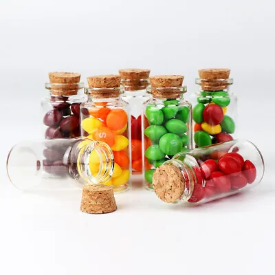 £8.55 • Buy 12pcs 25ml Mini Tiny Empty Clear Glass Jars Bottles Vials With Cork Stoppers UK