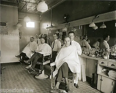 Vintage Three Chair Barber Shop Antique Barbers Old Time Barbershop 1924 GREAT • $9.99