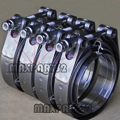 4X 3inch Stainless Steel V-Band Clamp & Flange Kit For Muffler Exhaust Downpipe • $45.56