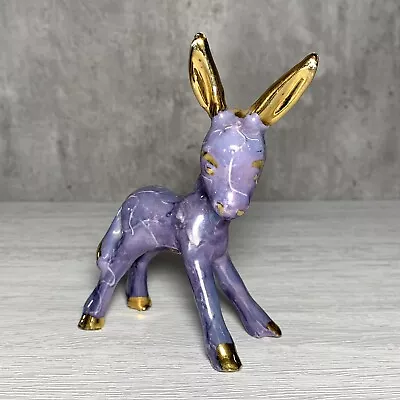 Vintage Ceramic Purple Lustre Gilded Mid Century Baby Donkey Figurine 5  • $33.60