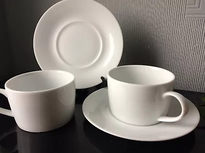 4pcs Tea Cup & Saucer Set White Porcelain Table Coffee /Cappucino Cups Saucers • £9.99