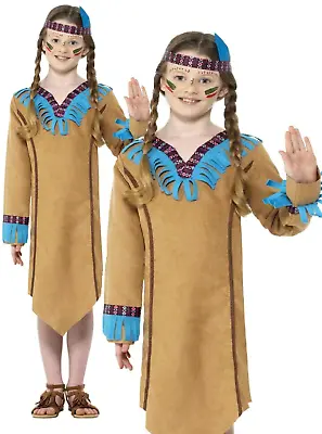 Native Indian Costume Kids Fancy Dress American Outfit Girls • $61.15