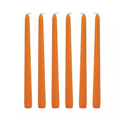 SEASONAL ABODE Set Of 6 ORANGE Unscented Soy Wax 10  Taper Candles NEW NIB • $18