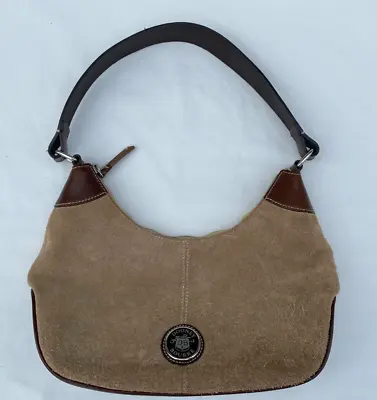 Dooney & Bourke Purse Tan Suede Leather Small Hobo Shoulder Bag Handbag • $19.98