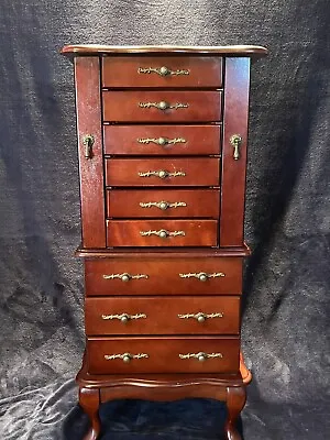 Vintage Rosalco Inc. Queen Anne Wooden Jewelry Armoire • $350