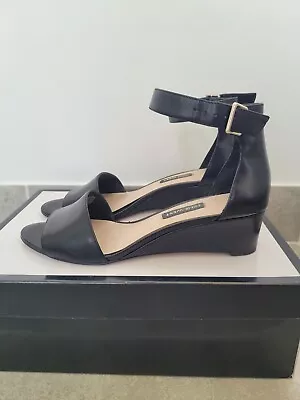 Nine West 'NWLewicus' Black Leather Wedge Heels Size 7.5 • $15