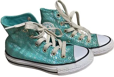 Rare Converse All Star Chuck Taylor Teal Mermaid Hi Top Shoes Sneakers Size 11 • $34.95