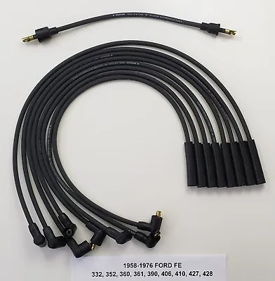 FE FORD 352 360 390 406 427 428 BLACK Spiral Core Spark Plug Wires Points USA  • $54.66