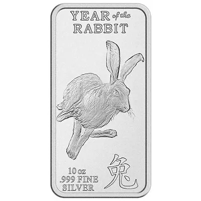 10 Oz Year Of The Rabbit Silver Bar (New) • $313.09