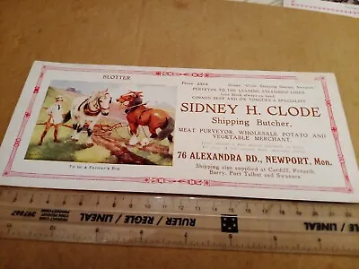 £7.50 • Buy Vintage Ink Blotter Advert Card. Newport Horses Ploughing.