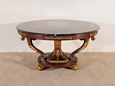 Baker Furniture Stately Homes Mahogany Marble Top Regency Center Table • $6950