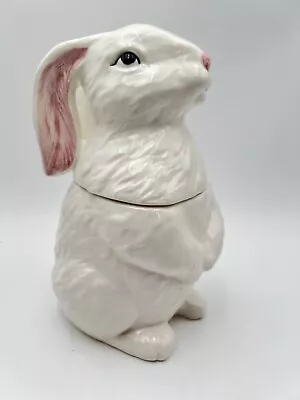 VTG White Bunny Rabbit Cookie Jar Ceramic Easter MCM Made In Japan • $46.99