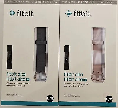 2 Fitbit Alta HR And Fitbit Alta Wristband Straps Band Wrist Grey & Pink - L /G • $25.56