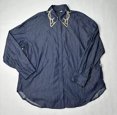Love Moschino Womens Denim Blue Button Up Shirt Size 12 • $64.85