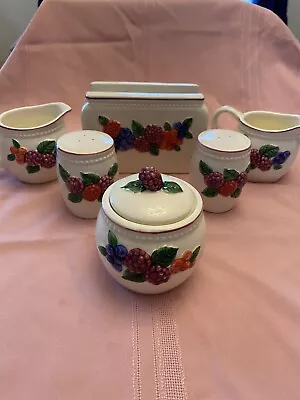 Vintage Mary Ann Baker Serving Set Embossed Berries Ceramic Otagiri Japan • $12.99