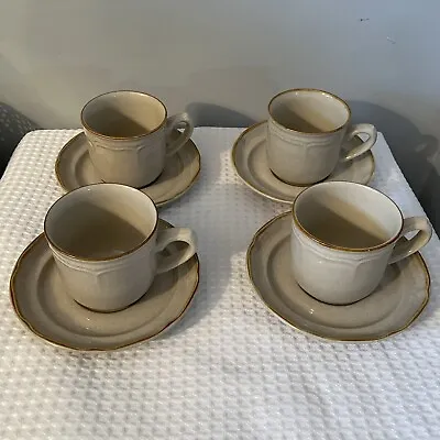 Vtg International Endura La Fraise Stoneware JAPAN Coffee Tea Cup Saucer 4 Set • $25.49