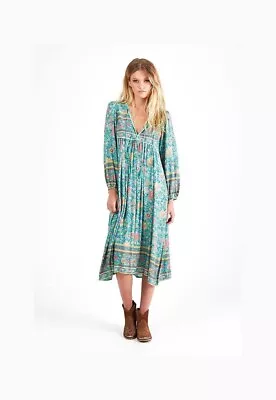 Spell And The Gypsy Folktown Boho Midi Dress Turquoise -Unicorn Tears S • $290