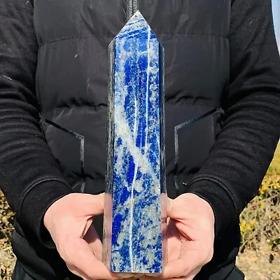 5.06LB Natura Lapis Lazuli Quartz Crystal Obeliskpoint Wand Reiki Healing • $0.99