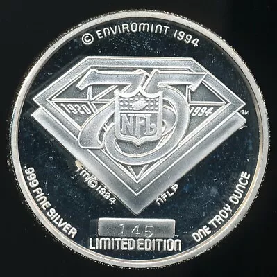 1994 Chicago Bears 75th Anniversary 1 Oz. .999 Silver Round Limited Edition! • $59.50