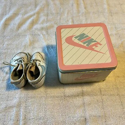 Vintage 1987 Nike Baby Shoes & Tin Blue / Pink Foot Locker • $34.99
