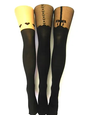 Pamela Mann New Designer Mock Suspender Ladies Heart Tights Plus Size M L Xx Xxx • $6.91