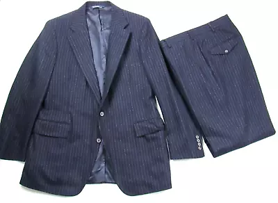 Vtg 80s Polo Ralph Lauren 2Pc Pinstripe Wool Suit Mens 40R / 34 X 32 USA Navy • $149.99