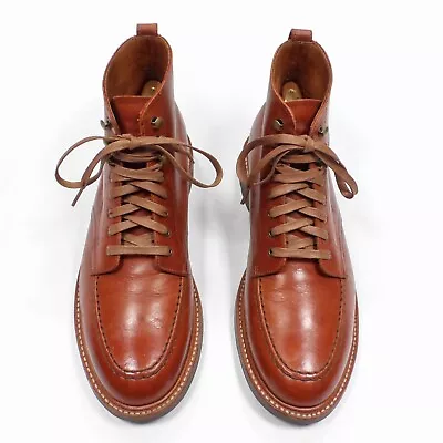 J.crew Kenton Pacer C8867 Cognac Red Brown Leather Moc Toe Indy Ankle Boots 10 D • $109