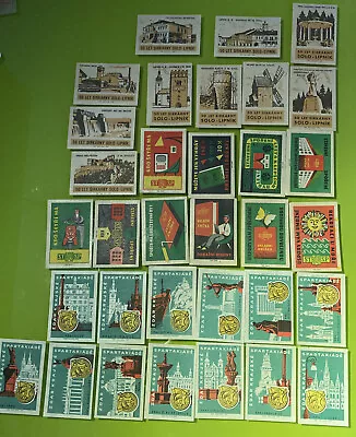 Vintage Lot OF 33 Czech Matchbox Label Matches Unused Sports City’s • $15