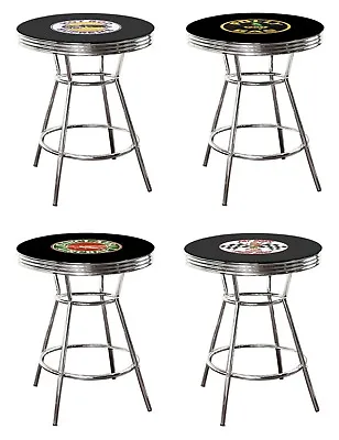 Black Bar Pub Table With Vintage Gas Garage Auto Shop Theme Decal Glass Option • $299.88