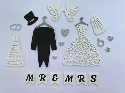 Die Cut Wedding Groom Bride Doves Suit Cake Rings Hearts Cardmaking Toppers  • £2.25