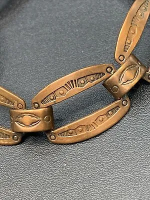 VINTAGE Healing Solid Copper STAMPED Link Southwestern Style Bracelet  6.5 Small • $43.78