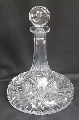 Irena 24% Lead Crystal Ships Decanter Faceted Globe Stopper Unused • £14.50