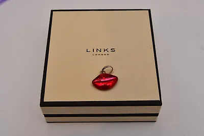 Links Of London Sterling Silver Bracelet Charm Enamel Red Lipstick Lips • £14.99