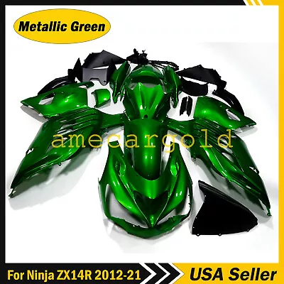 Metallic Glossy Green Fairing Kit For Kawasaki Ninja ZX14R 2012-2021 ZX1400 ABS • $399