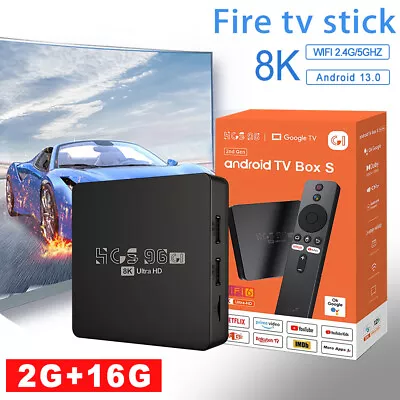 NEW Android 13 TV Box 2GB+16GB Quad Core UHD 8K HDMI WIFI Media Player UK • £34.98