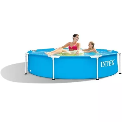 Intex 8ft Metal Frame Garden Swimming Pool W244 X H51cm Above Ground • £79.95