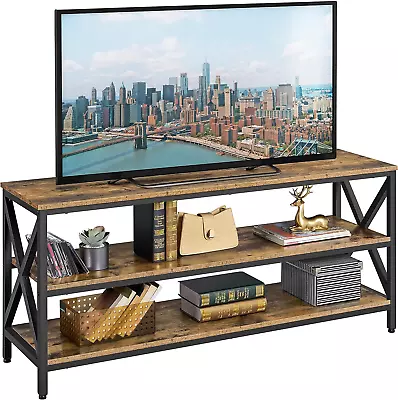Industrial TV Stand For TV Up To 65 Inch 55  TV Cabinet With 3 Tier Storage She • $179.47