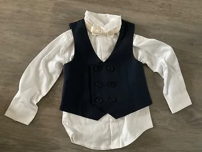 River Island Baby Boy 12-18 Months Shirt Waistcoat Bow Tie Set. New • £6.99