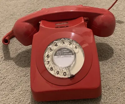 Vintage Gloss Red GPO 746 Rotary Dial Telephone - Classic Retro Phone • £24.99