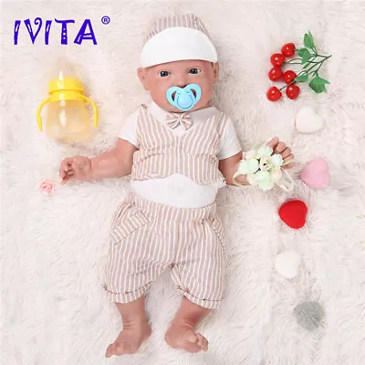 23'' Floppy Silicone Reborn Baby Boy Blue Eye Silicone Doll Mouth Open Infant • $234.50