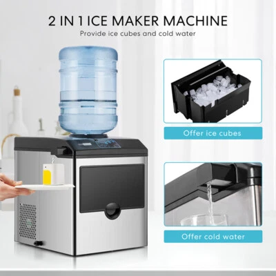 $239.99 • Buy 2 In 1 Countertop Ice Cube Maker 48lbs/Day With Water Dispenser Combo Machine