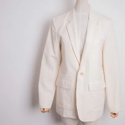 VANESSA BRUNO Women's Ivory Relaxed Blazer Cotton X Lino One Button Size M-L  • $74.99