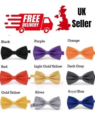 ✅✅ Men's Bow Tie Wedding Party Solid Colour Adjustable Fancy Dress Party ✅✅ • £1.49