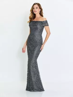 Montage By Mon Cheri Mother Of Bride Off Shoulder Fit & Flare Dress Gray #117920 • $200