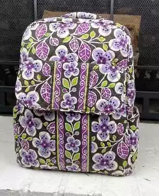 Vera Bradley Backpack Plum Petals Floral Purple Flower Quilted Book Bag Pockets • $28.98