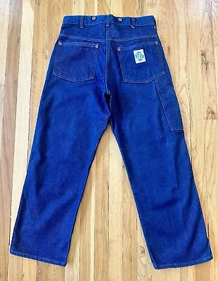 Vintage KEY Men's 33x30 Logger Utility Jeans Suspender Buttons USA Made EUC • $39.95