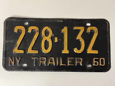 Vintage 1960 NY New York Black & Orange TRAILER License Plate ORIGINAL • $8.99