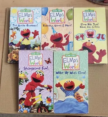 Elmo's World VHS Lot Of 5 Elmo Birthday Animal Singing Drawing Spring Wake Up • $45