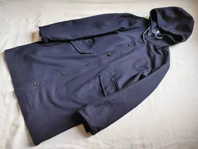 HELMUT LANG Wool Coat Jacket Size 52 Navy Made In Italy 2441707 • $820